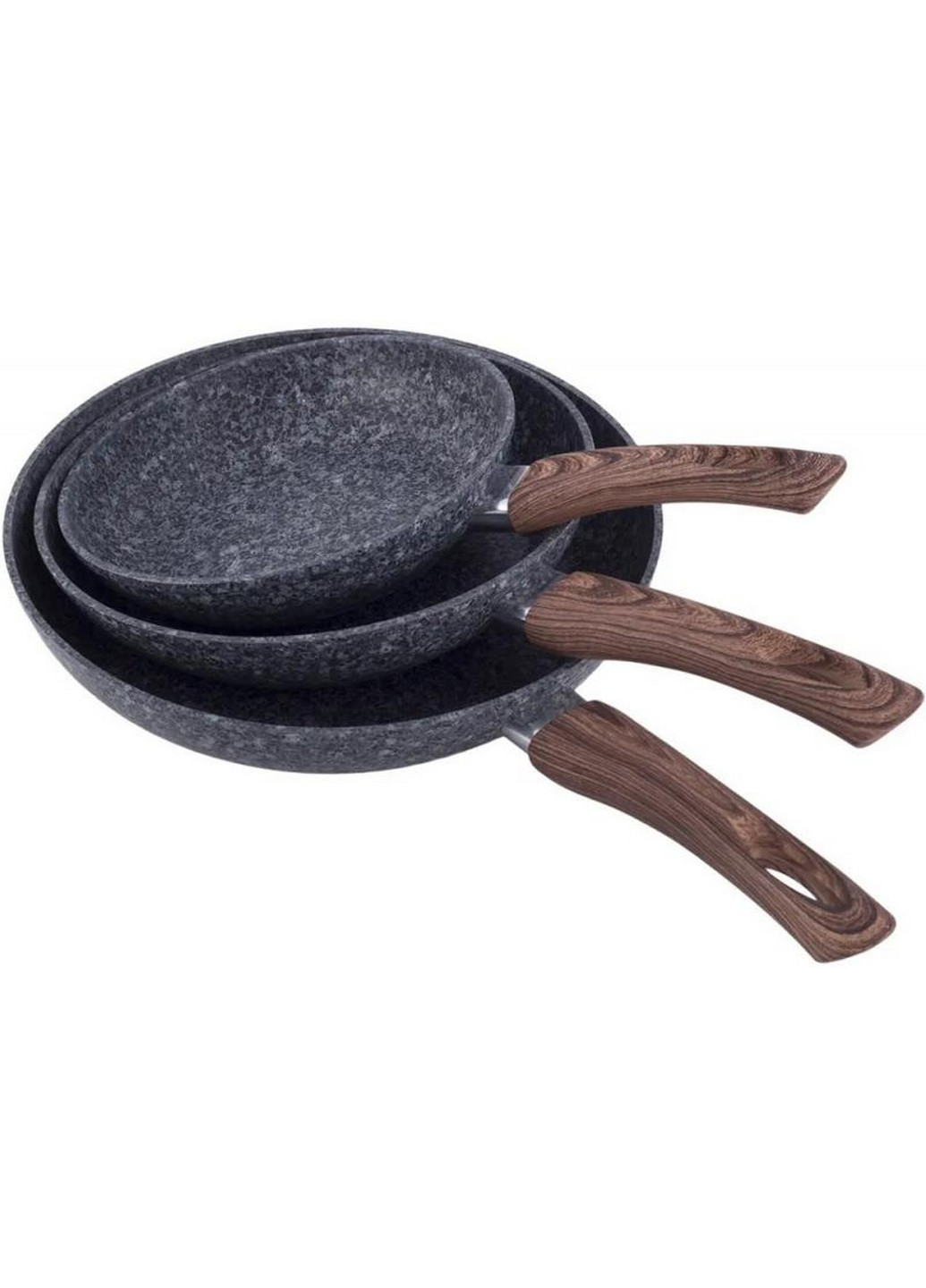 Набір 3 сковороди Grey Marble, індукційні з антипригарним покриттям Kamille (268458068)