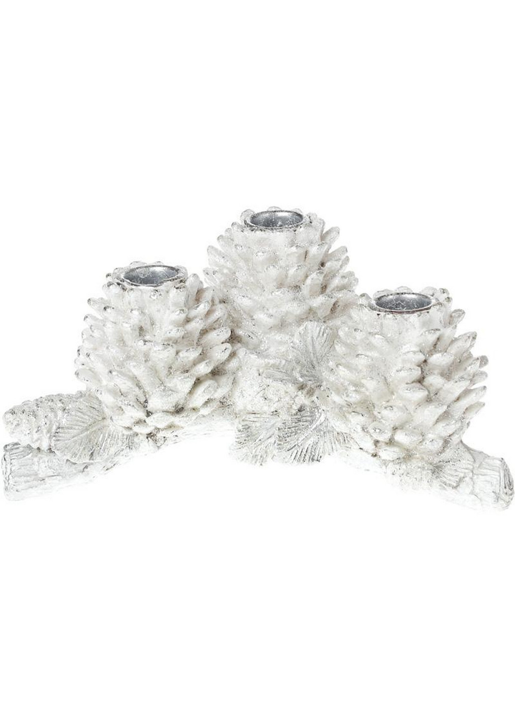 Декоративний свічник "Білі шишки", на 3 свічки Bona (268457911)