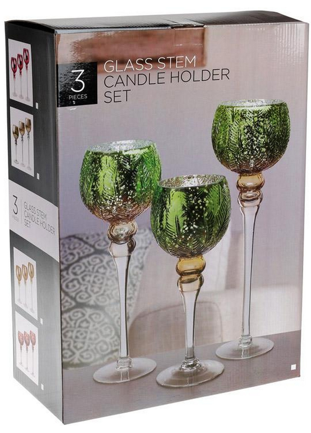 Набор 3 стеклянных подсвечника Claudine Bona (268456807)