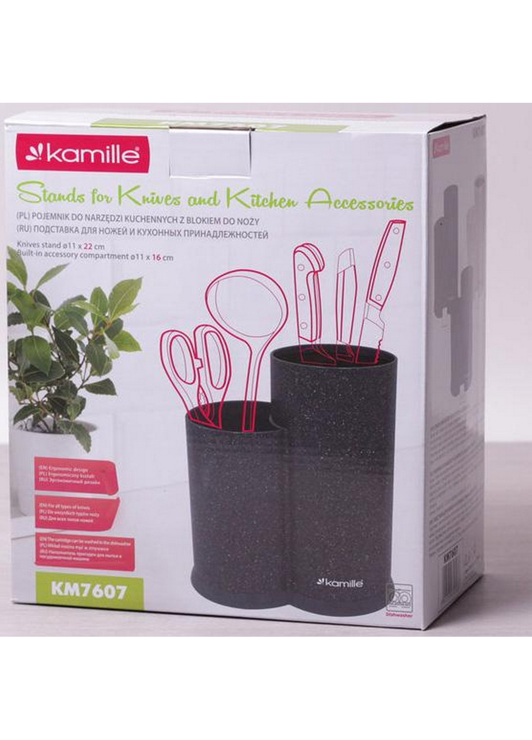 Колода для ножів Brash Stand подвійна пластикова Kamille (268459929)