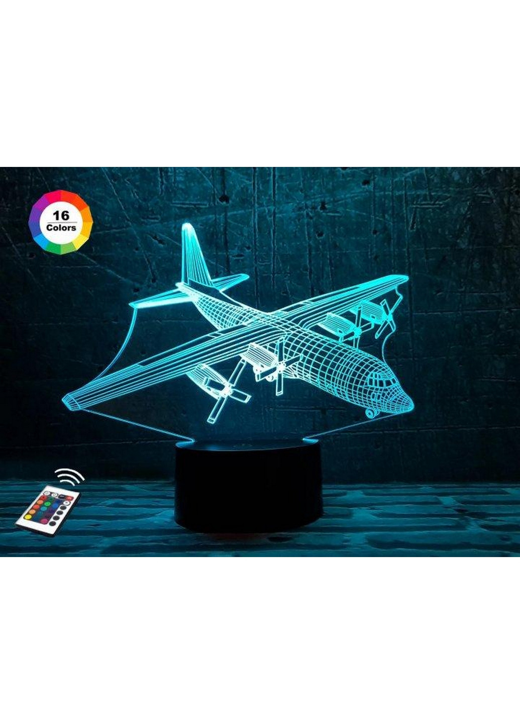 3D ночник-светильник "Самолет 4" 3DTOYSLAMP (268460253)