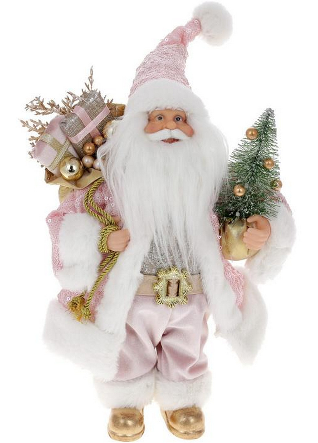 Новорічна фігура "Санта Клаус з подарунками та ялинкою" з паєтками BonaDi (268458108)