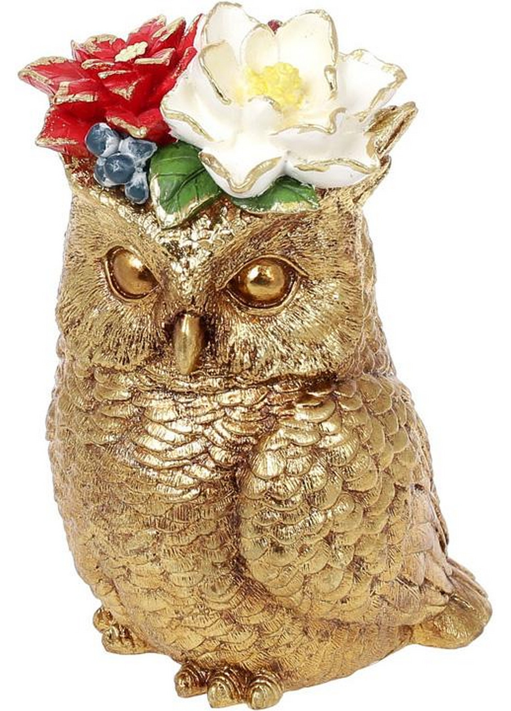 Декоративна статуетка "Сова з Квітами", полістоун Bona (268458838)