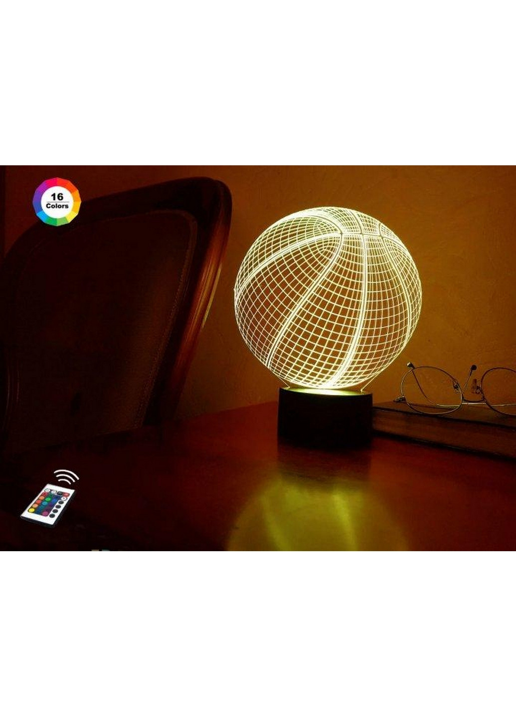 3D ночник-светильник "Баскетбольный мяч" 3DTOYSLAMP (268459368)