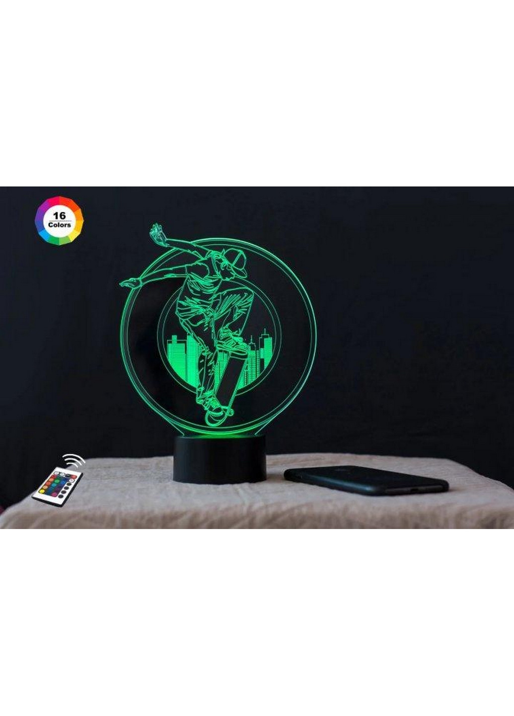 3D нічник-світильник "Скейтбордист" 3DTOYSLAMP (268457419)