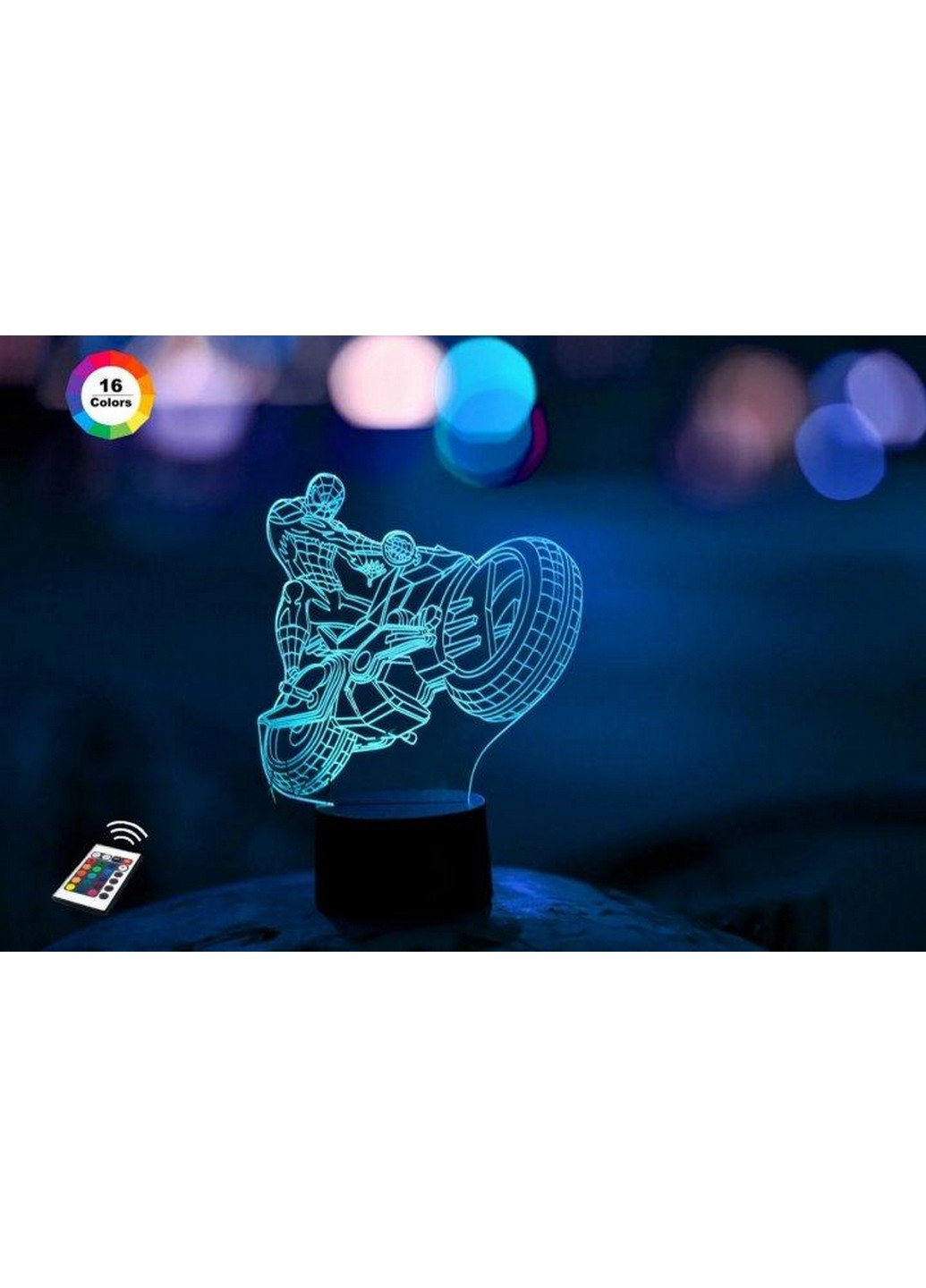 3D ночник-светильник "Человек-паук на мотоцикле" 3DTOYSLAMP (268460371)