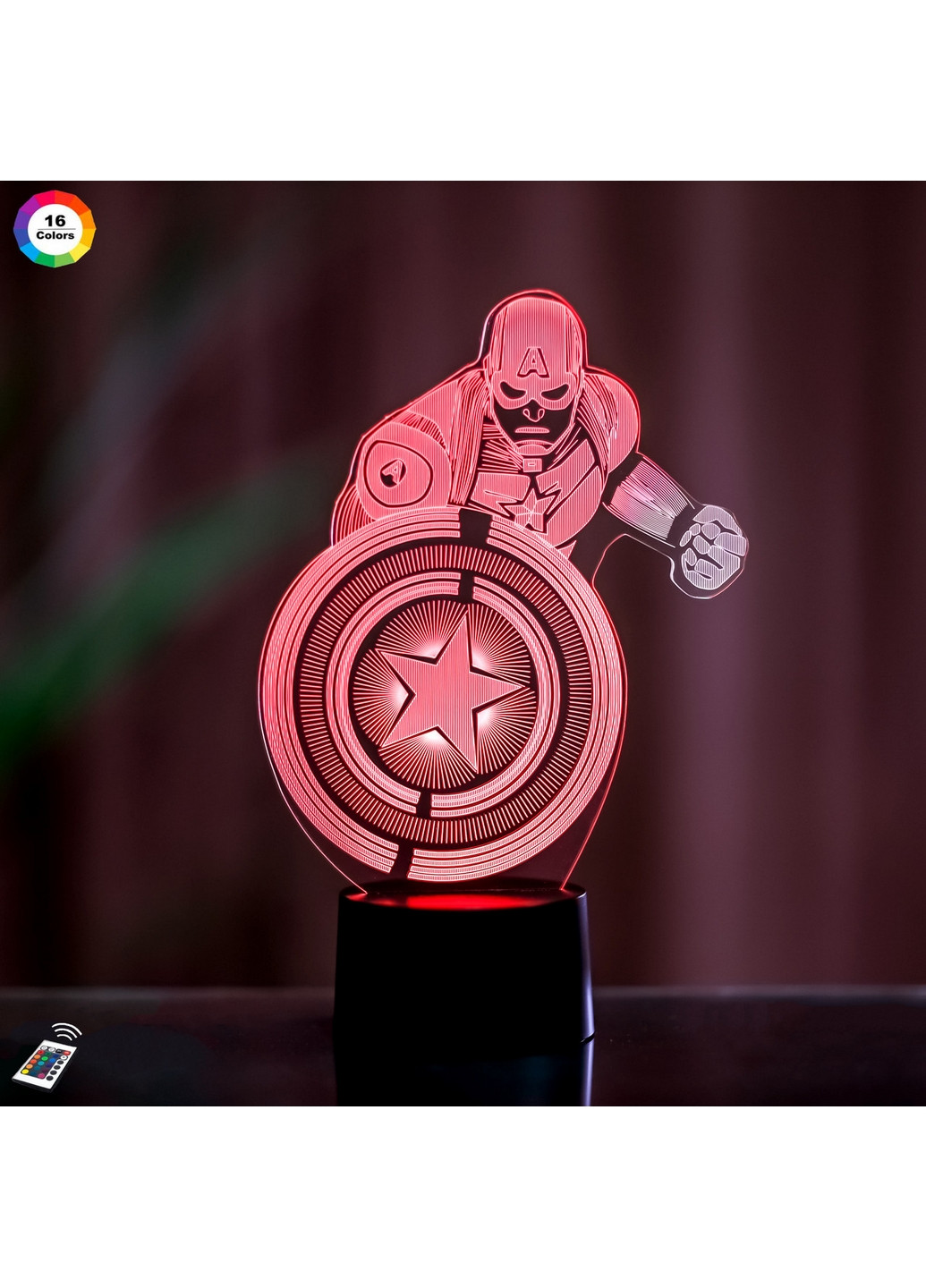 3D ночник-светильник "Капитан Америка 2" 3DTOYSLAMP (268458571)