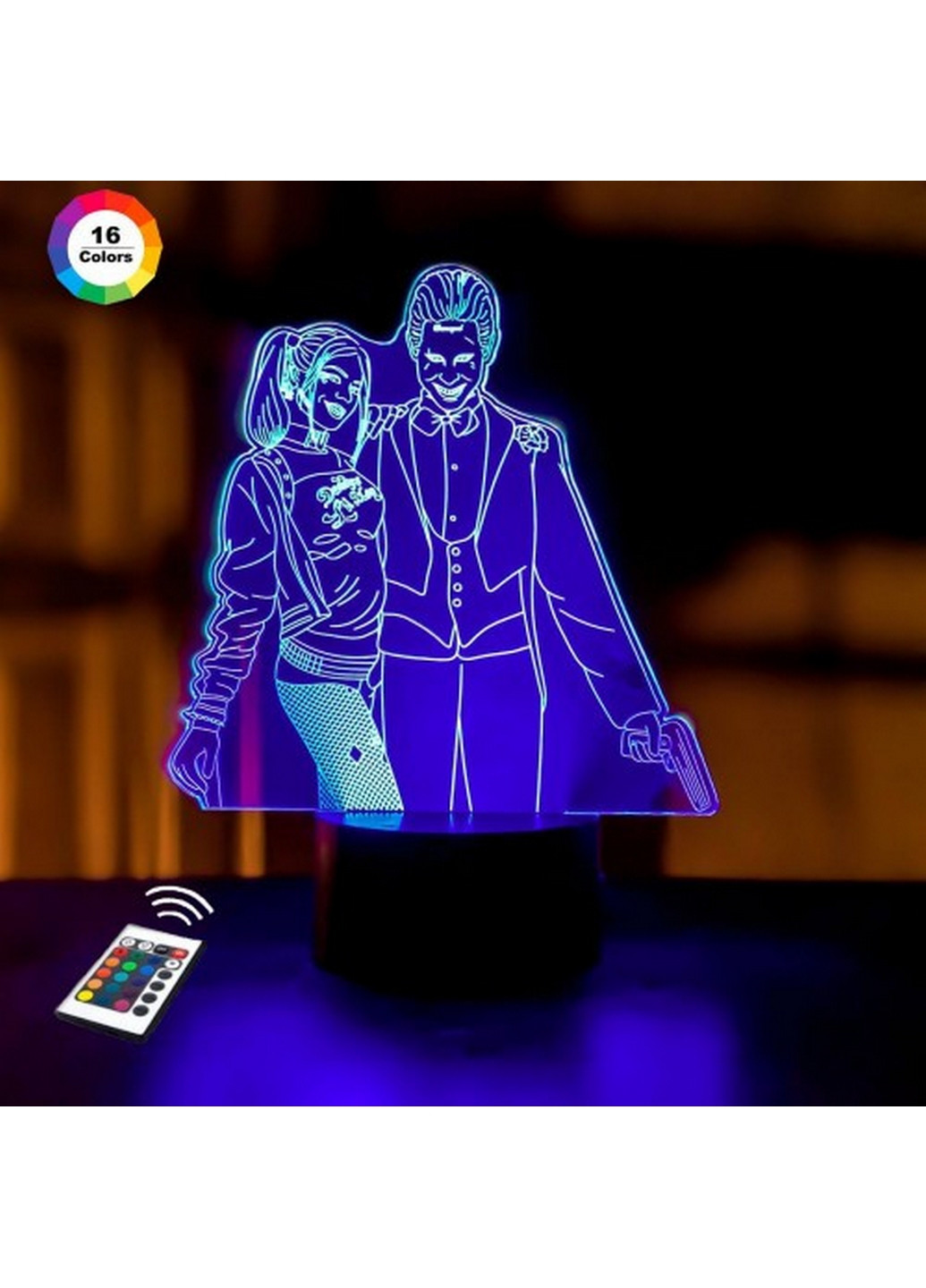 3D ночник-светильник "Джокер и Харли Квин" 3DTOYSLAMP (268458421)
