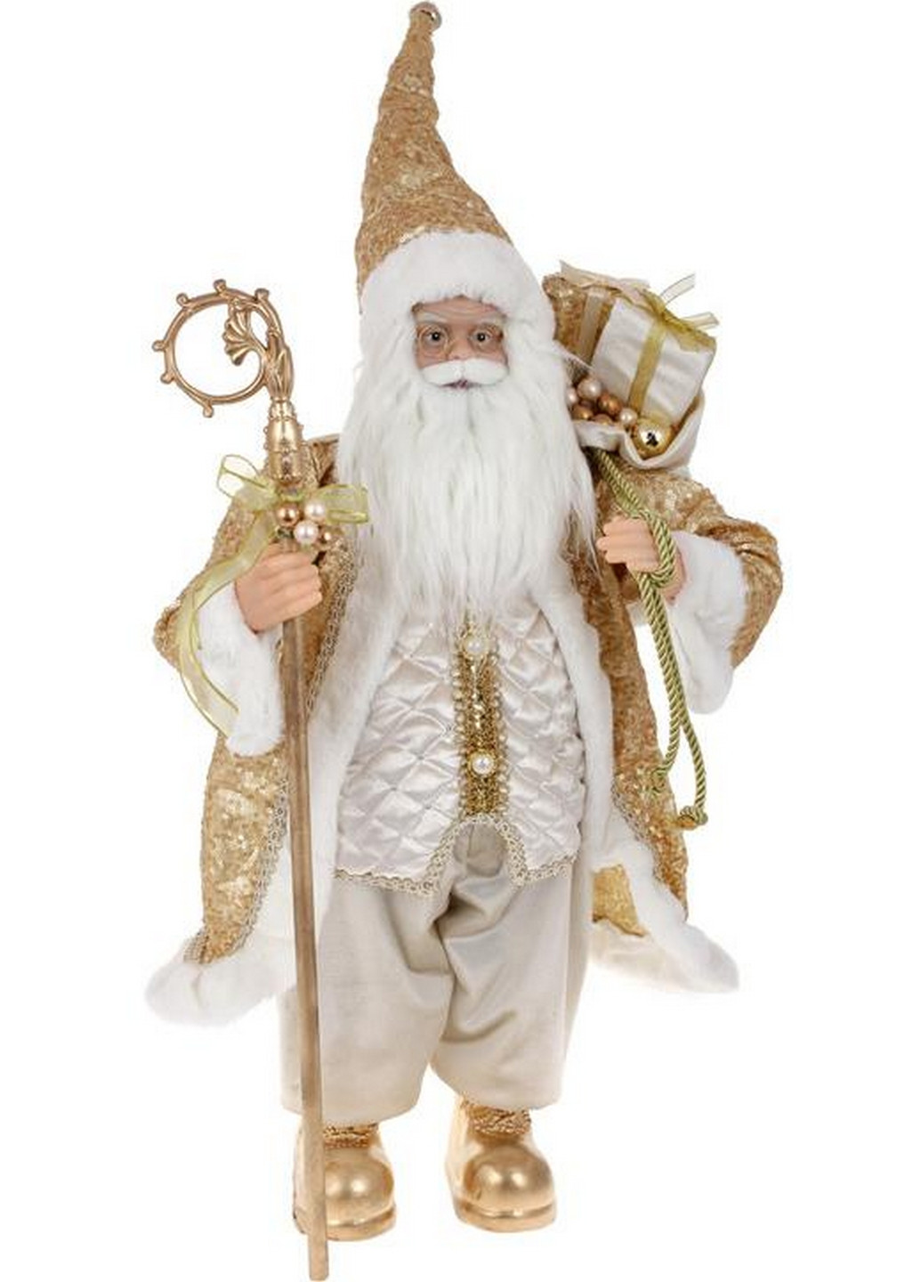 Новорічна фігура "Санта Клаус з Подарунками та Посохом", з паєтками BonaDi (268459104)
