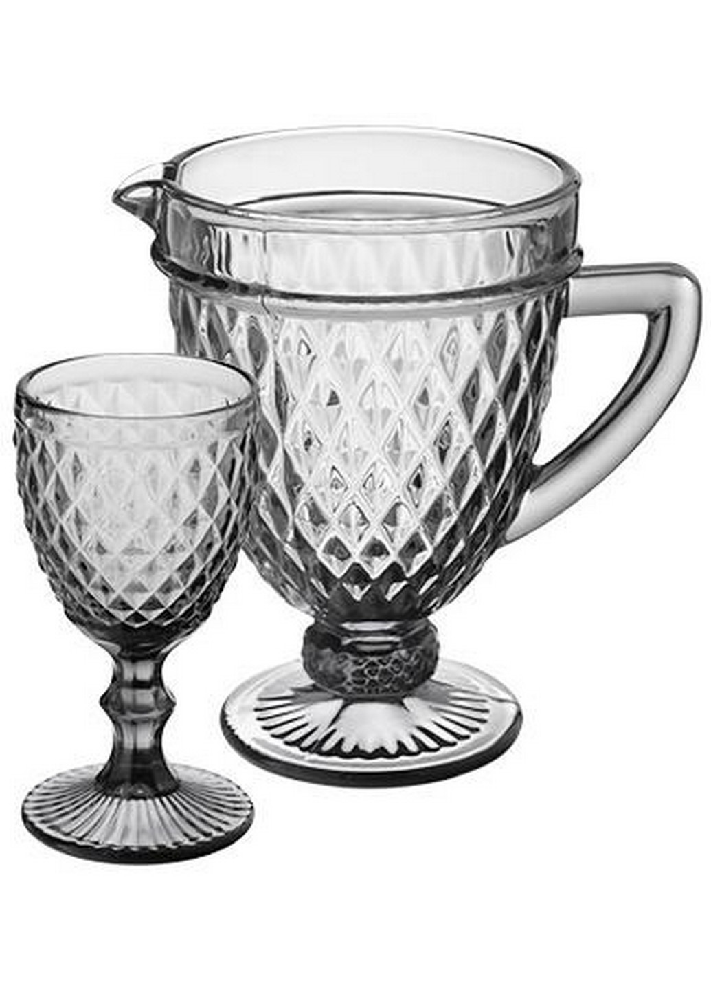 Набор для напитков Elodia "Аргайл" 6 фужеров и кувшин, графитовое стекло S&T (268458586)