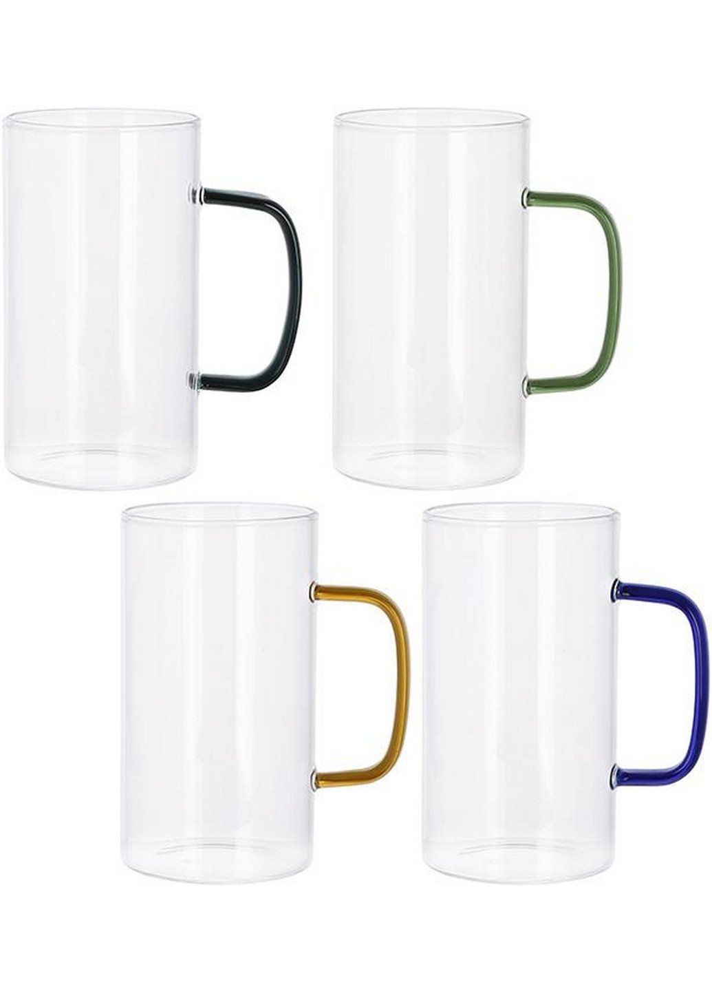 Набір 4 скляних кухлів Lorenza з кольоровими ручками BonaDi (268458112)