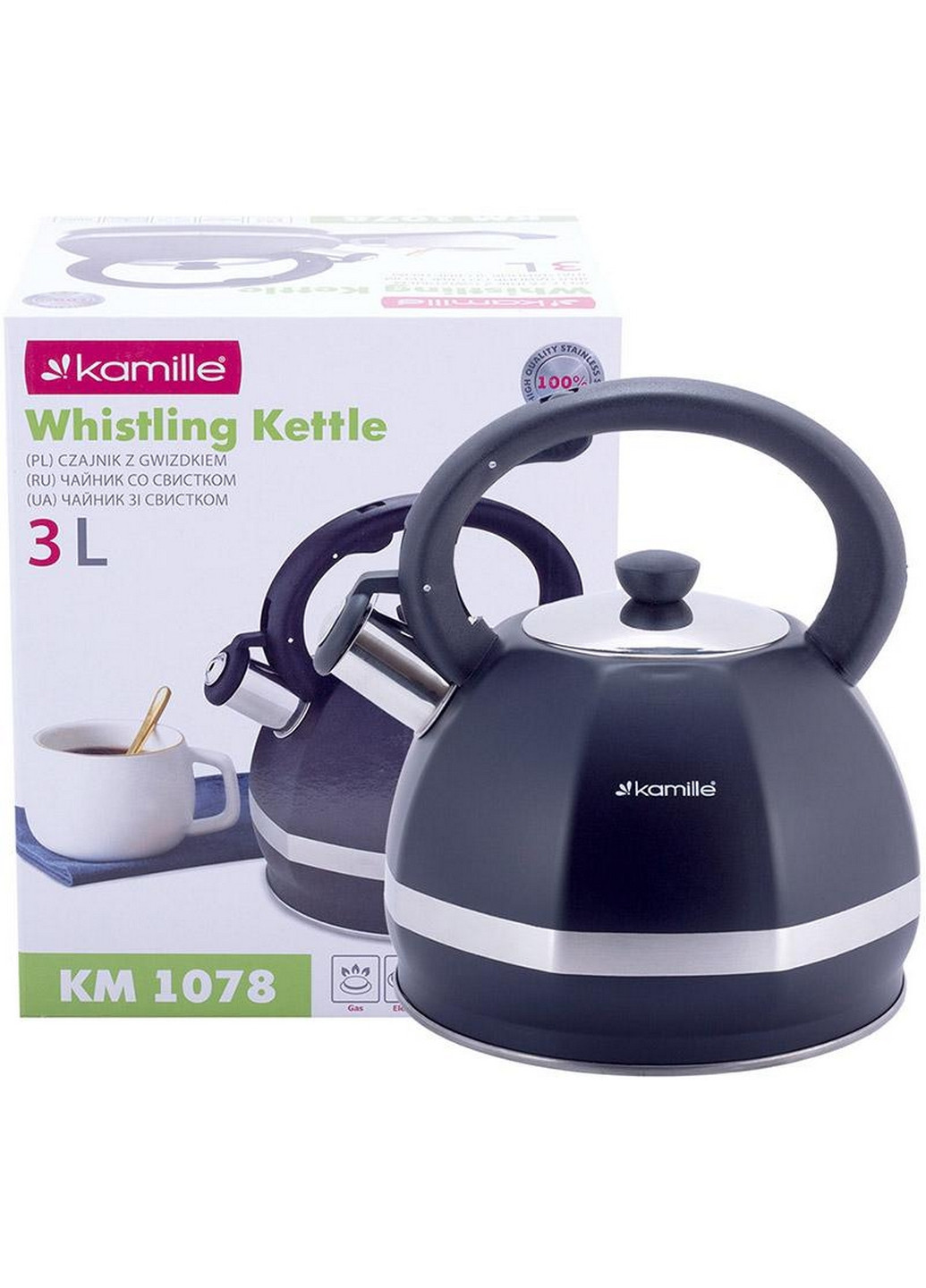 Чайник Marshmallow из нержавеющей стали со свистком Kamille (268459895)