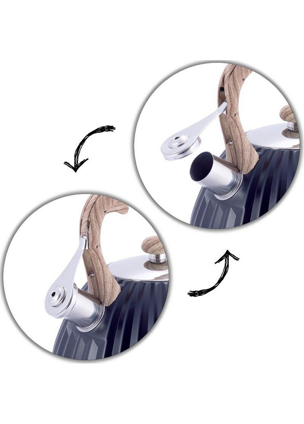 Чайник Whistling Kettle Black із нержавіючої сталі зі свистком Kamille (268459076)