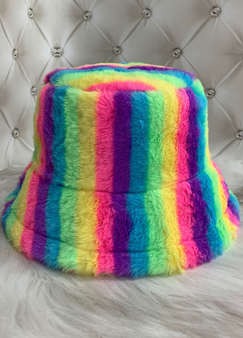 Панама хутряна зимова тепла Rainbow різнокольорова з регулюванням розміру No Brand (268548846)