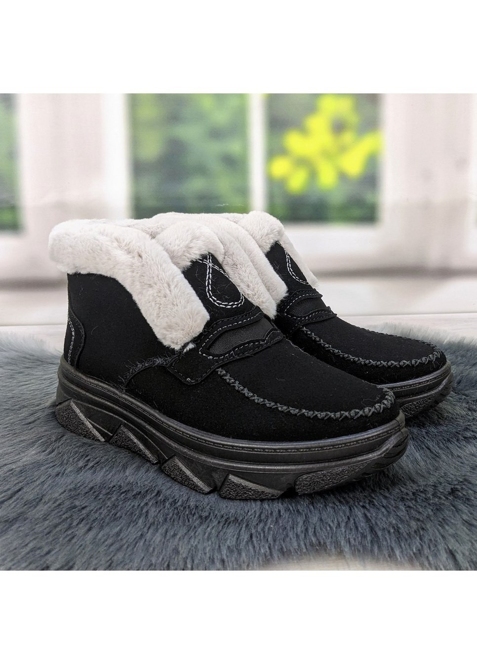Зимние ботинки женские зимние черные замшевые Dago из искусственной замши