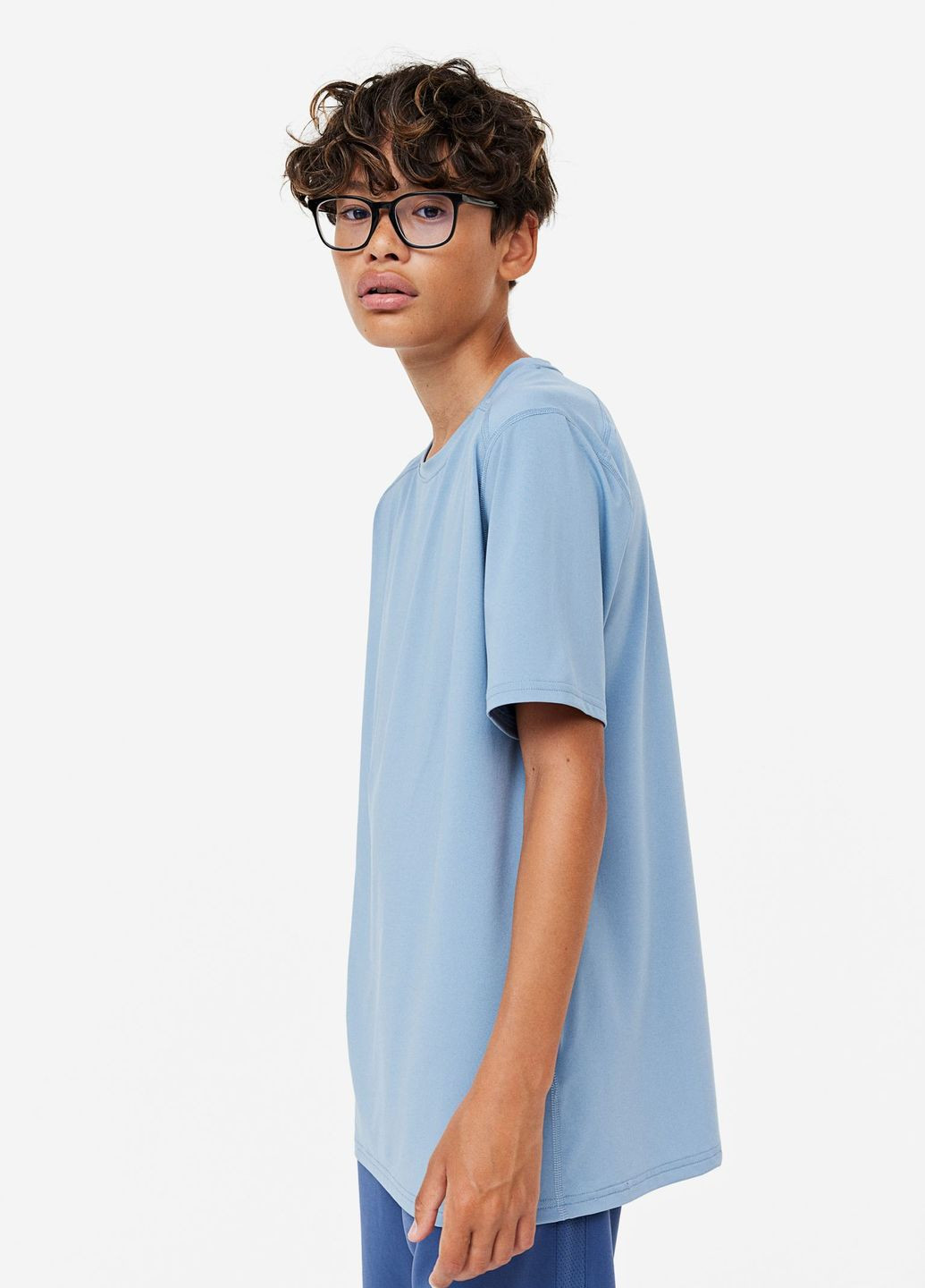 Серо-голубая летняя футболка спортивная H&M SPORT