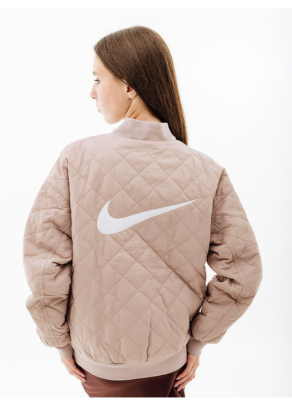 Бежева демісезонна жіноча куртка w nsw vrsty bmbr jkt бежевий Nike