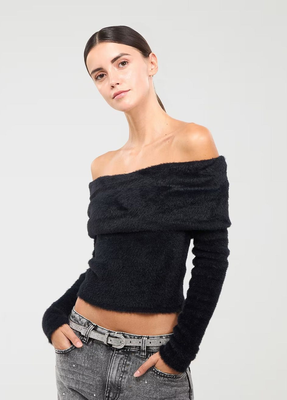 Чорний зимовий светр жін Terranova