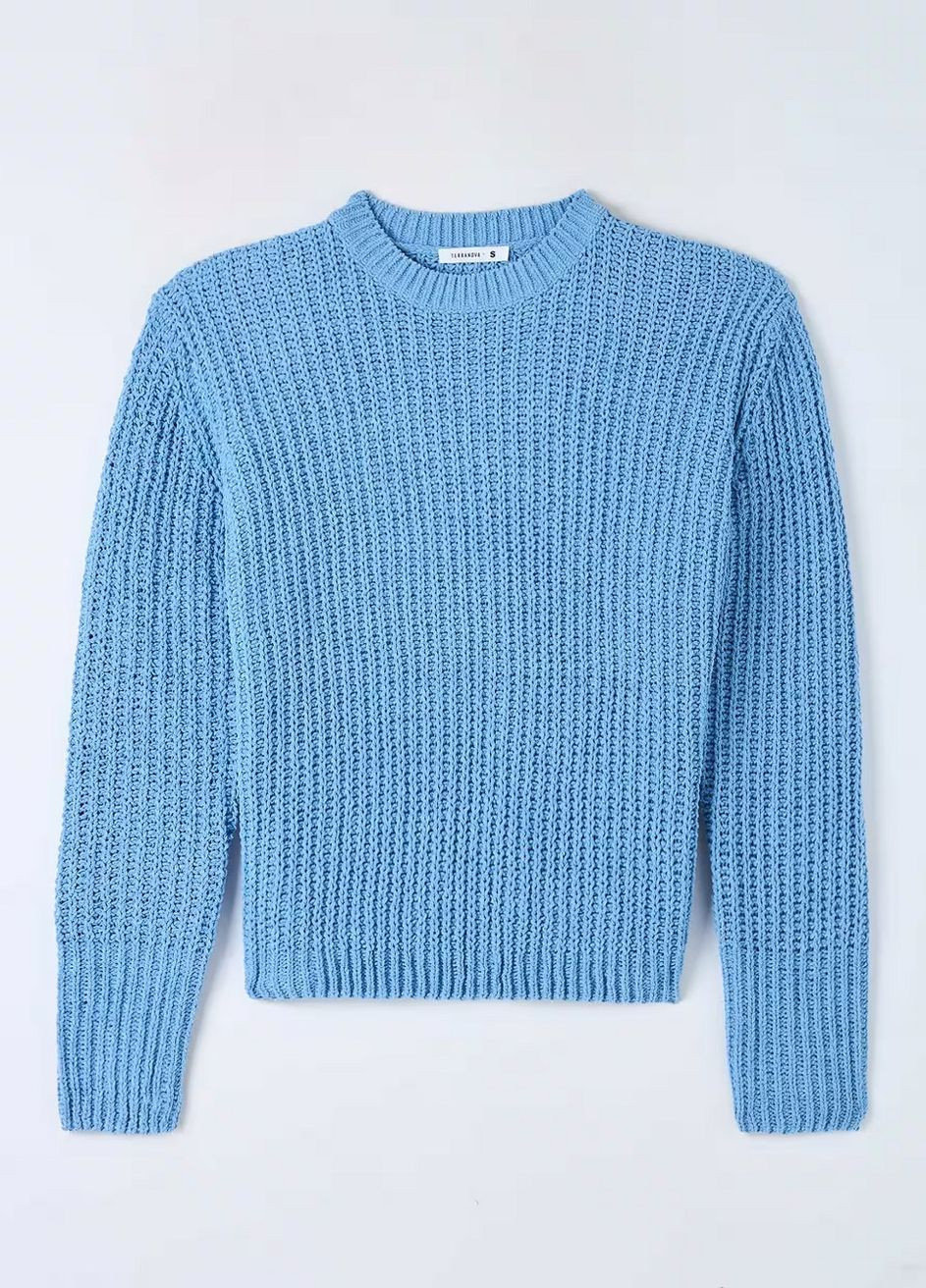 Голубой зимний свитер женщин Terranova