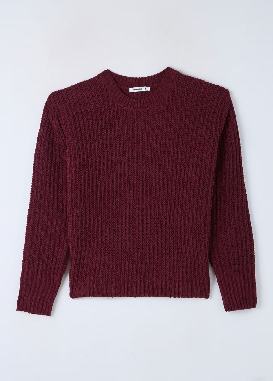 Бордовый зимний свитер женщин Terranova