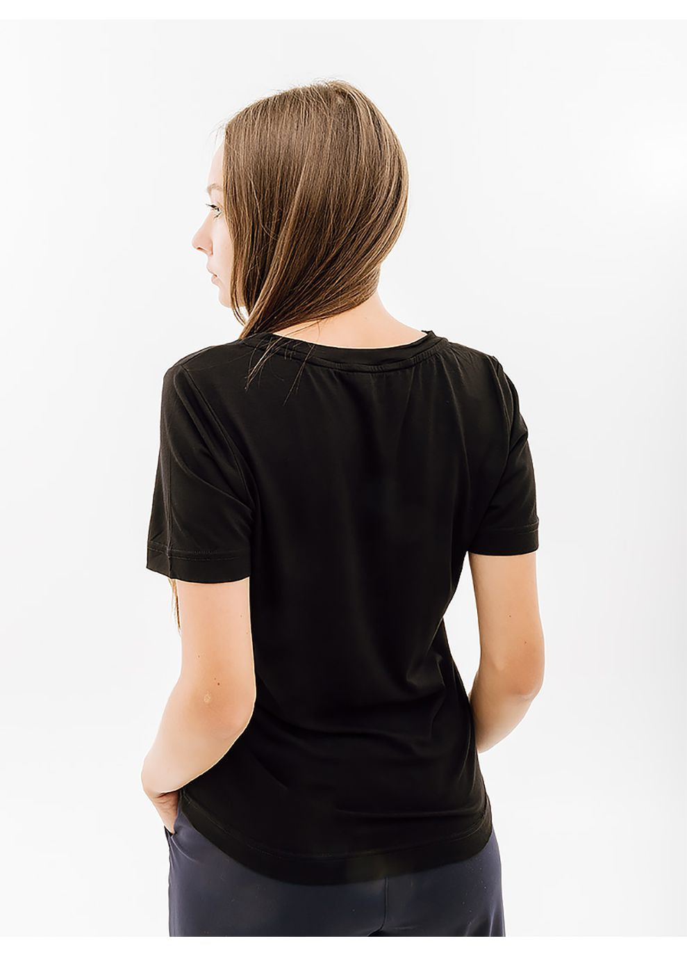 Черная летняя женская футболка cotton tee holographic logo черный Australian