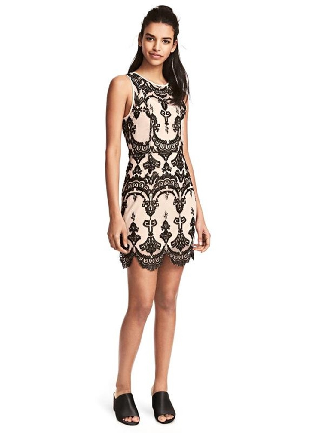 Бежева коктейльна коротка сукня H&M з абстрактним візерунком