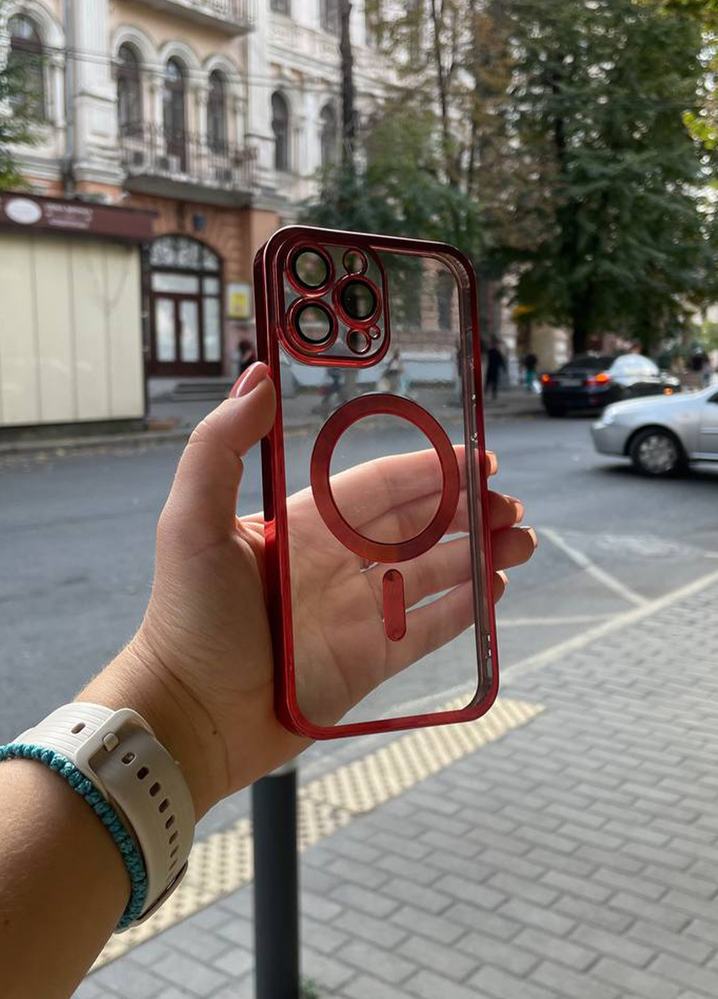 Чехол для iPhone 15 Pro Shining with MagSafe защита камеры Red No Brand (268666077)