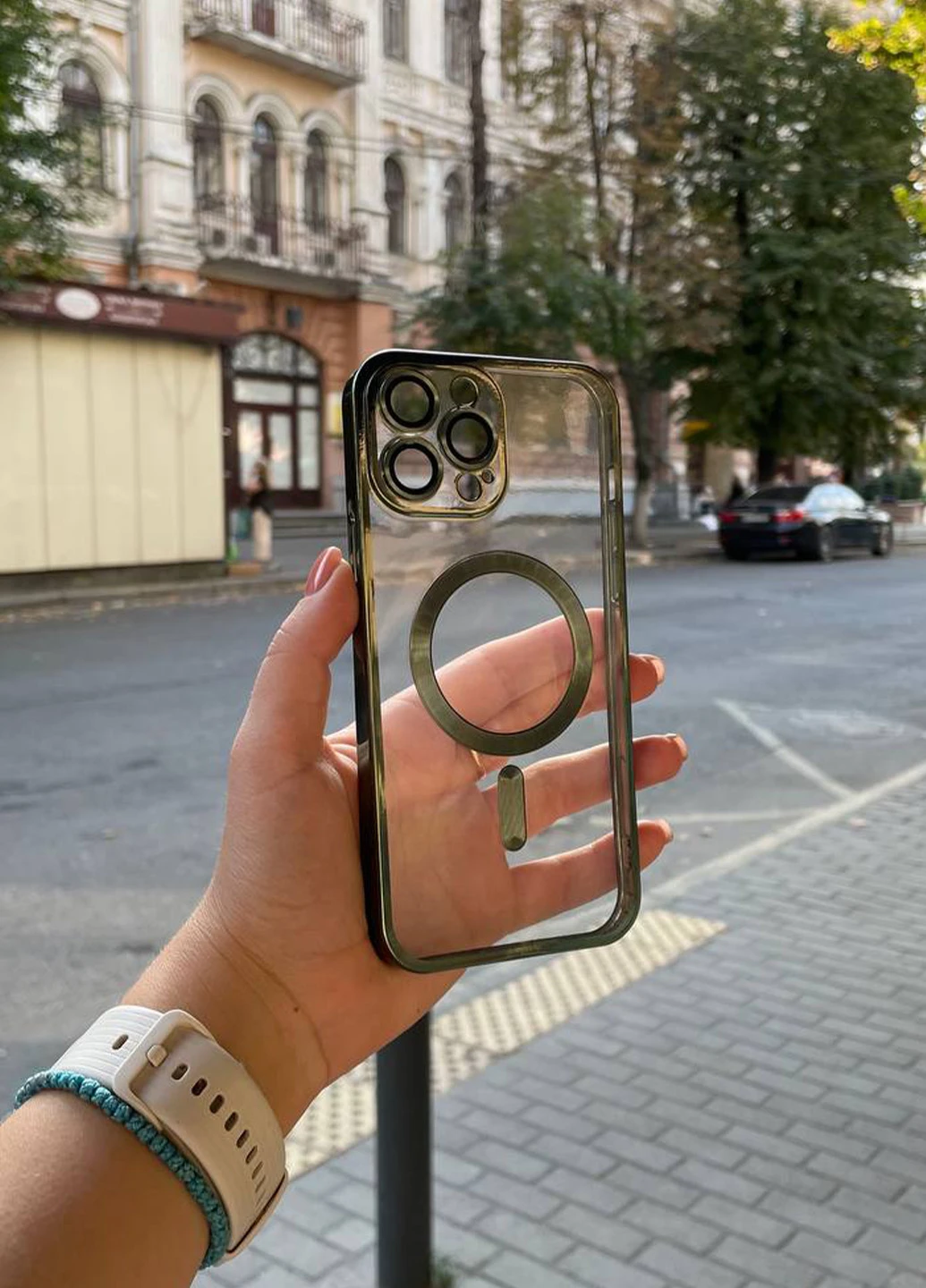 Чехол для iPhone 15 Pro Max Shining with MagSafe защита камеры Dark Green No Brand (268666076)