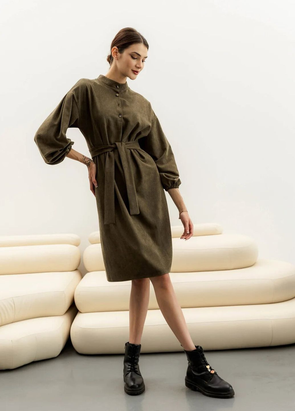 Оливковое (хаки) кэжуал платье pre-fall collection Seventeen однотонное