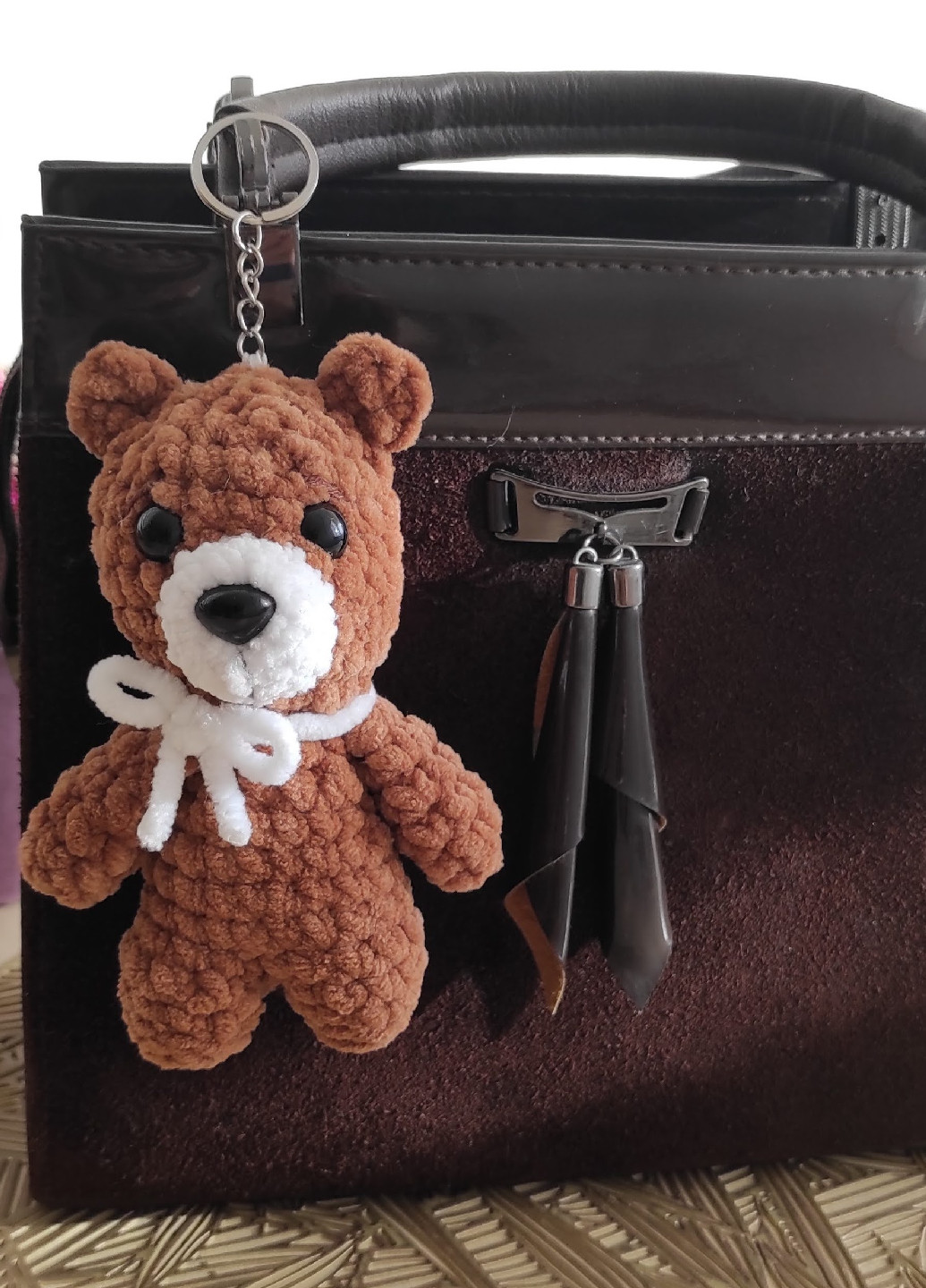 Вязаный брелок для ключей, сумочки, рюкзака, медведь Handmade 122347 (268666833)