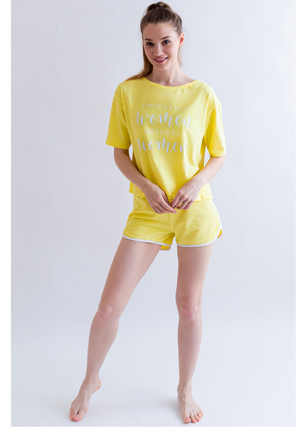 Жовта всесезон комплект жіночий (футболка та шорти) футболка + шорти Kosta 2173-8