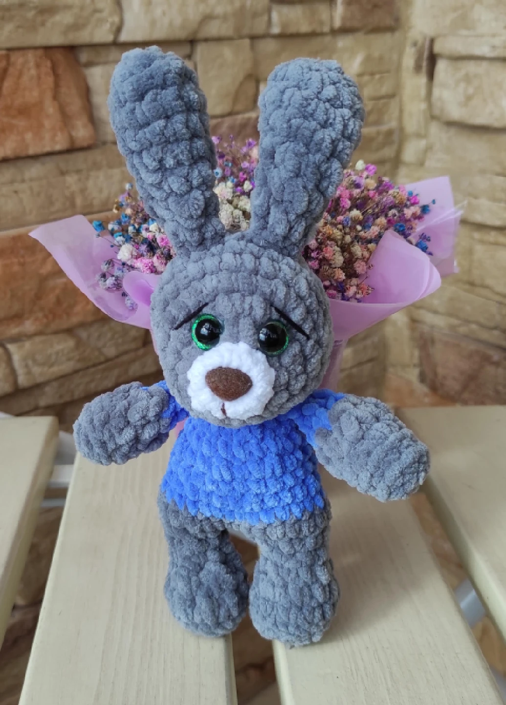 Вязаный зайчик, мягкая игрушка детям Handmade 26034 (268752709)