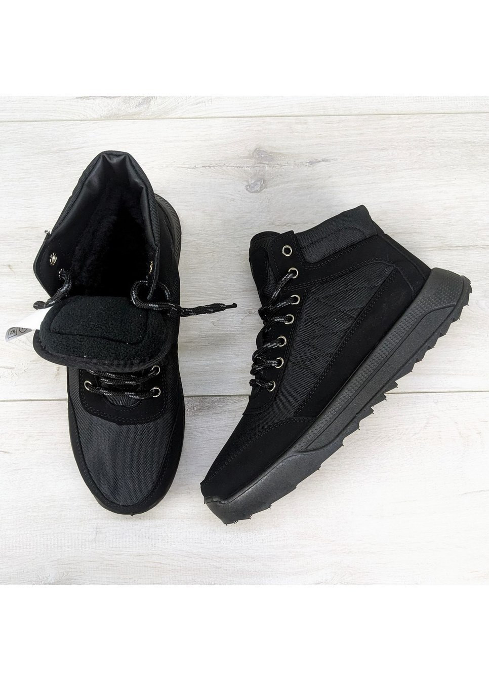 Черные зимние ботинки мужские зимние на шнурках Progress