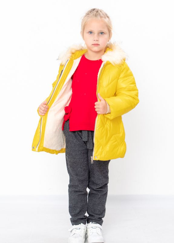 Желтая зимняя куртка для девочки (зима) No Brand