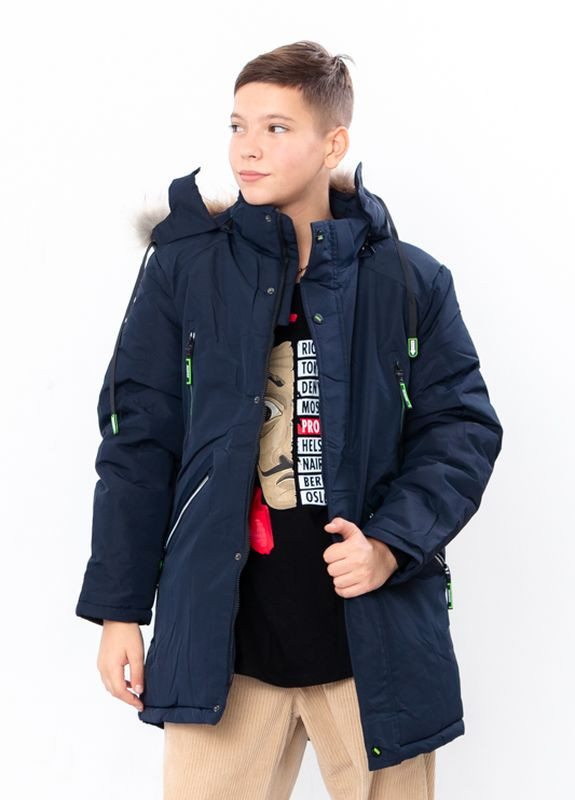 Синяя зимняя куртка для мальчика (зима) юниор No Brand