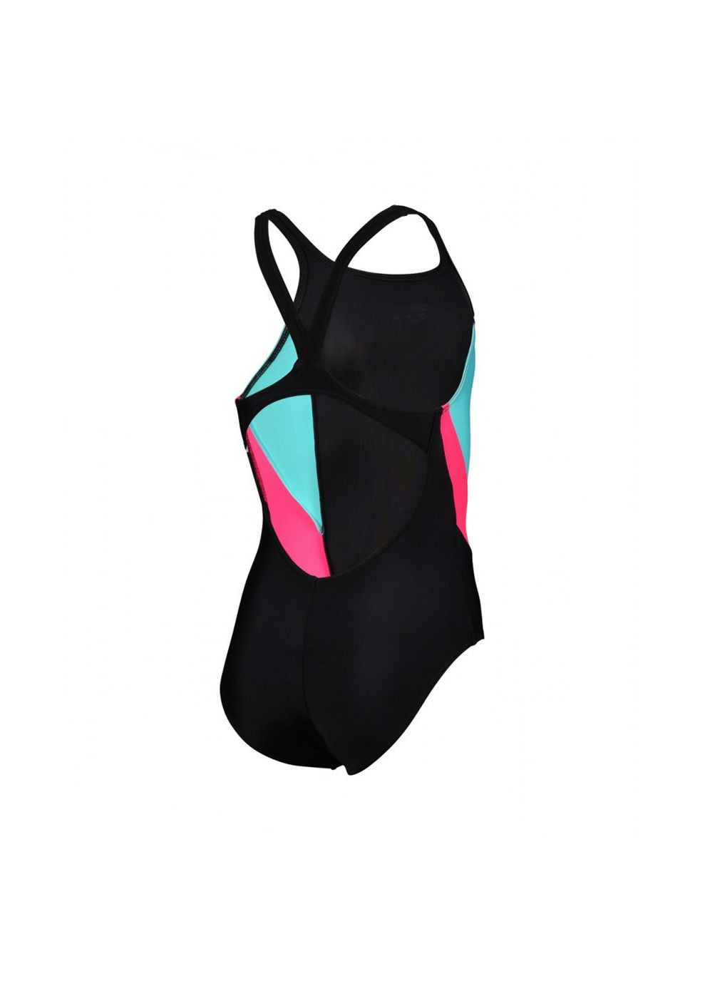 Комбінований демісезонний купальник закритий для дівчат swimsuit v back panel чорний, рожевий, бірюзовий діт Arena