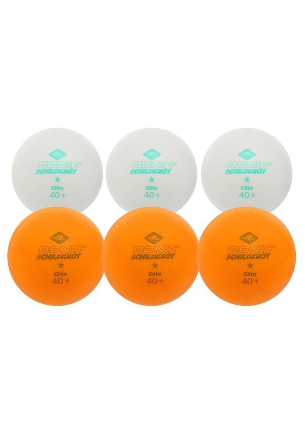 М'ячі Elite 1звезда 40+ plastic white 6 шт white+orange Donic (268747403)