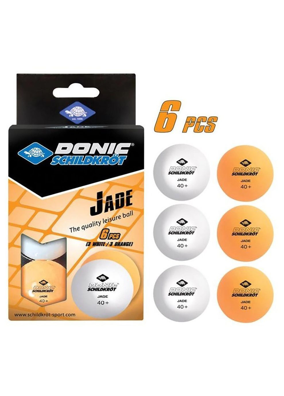 Мячи Jade ball 40+ 6 шт white+orange Donic (268747016)