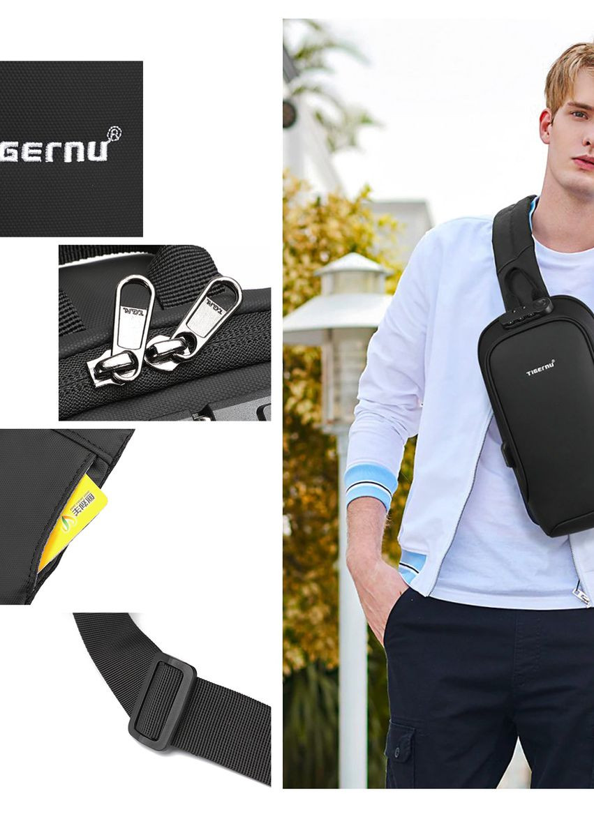 Городская сумка-рюкзак через плечо антивор (кросс боди) T-S8102A Синий (TGN-T-S8102A-3130) Tigernu (268752436)