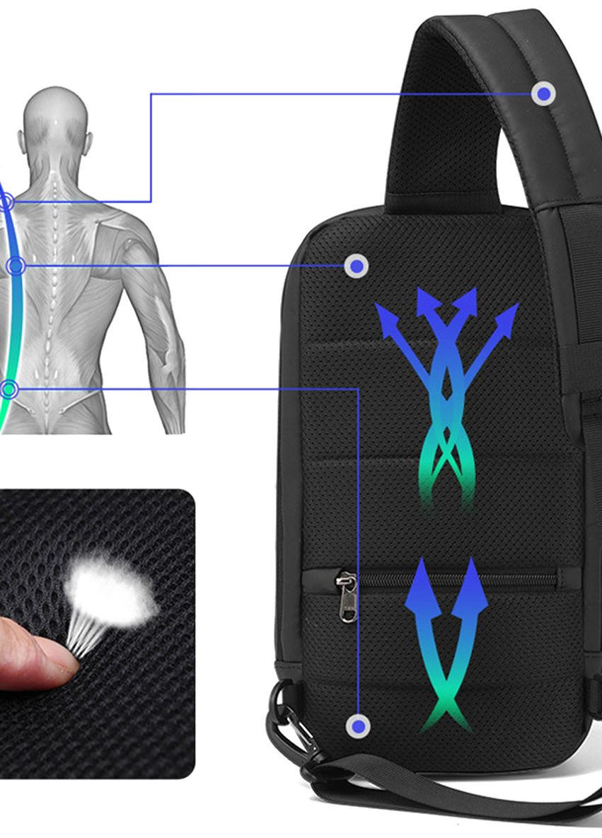 Городская сумка-рюкзак через плечо антивор (кросс боди) T-S8102A Синий (TGN-T-S8102A-3130) Tigernu (268752436)