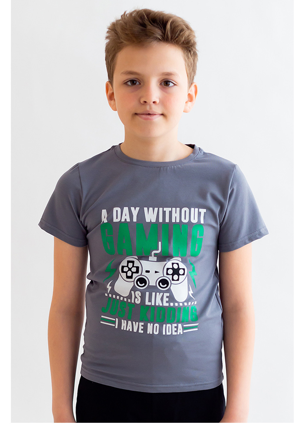 Серая летняя футболка для мальчика Kosta 2233-4