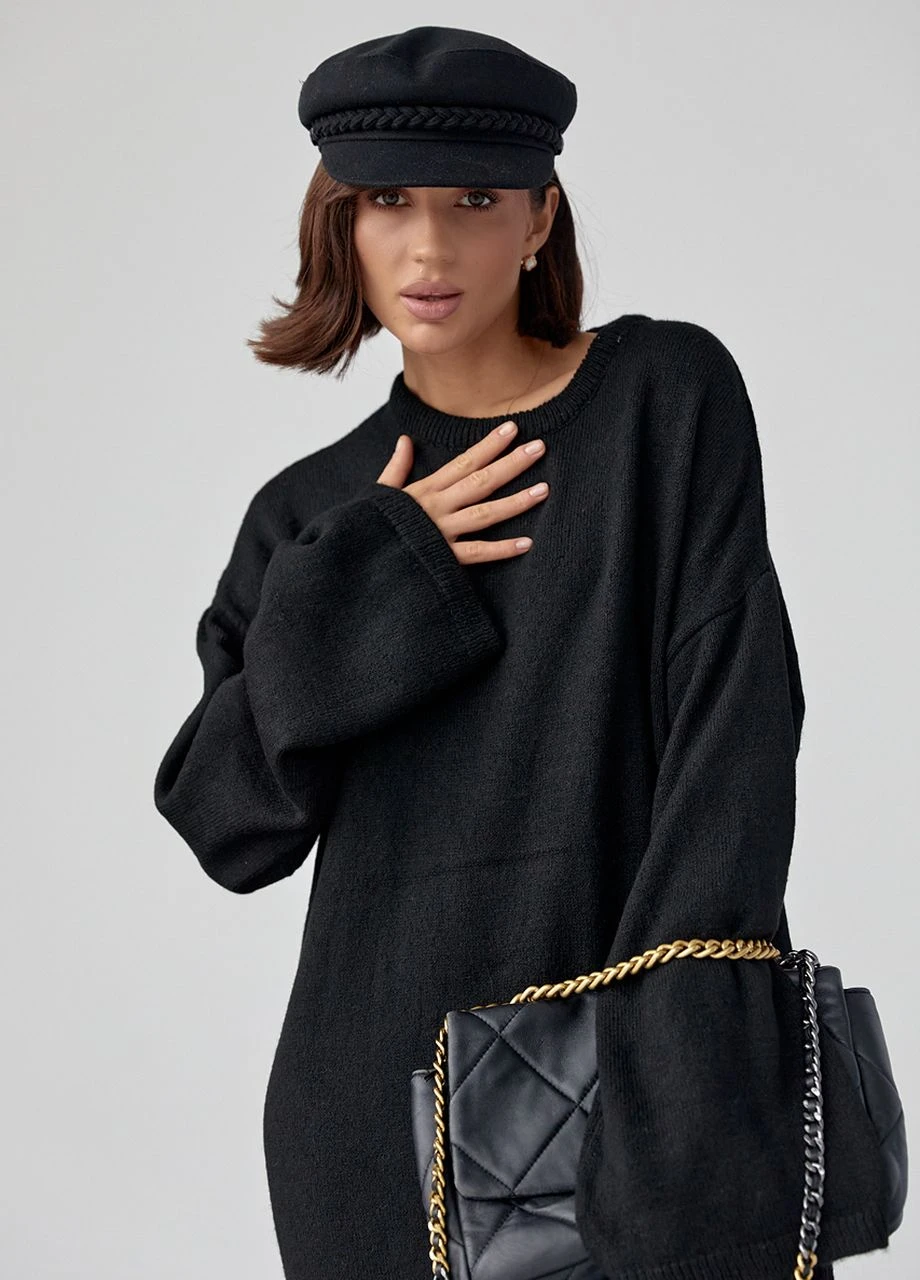 Чорна в'язана сукня oversize довжиною максі Lurex