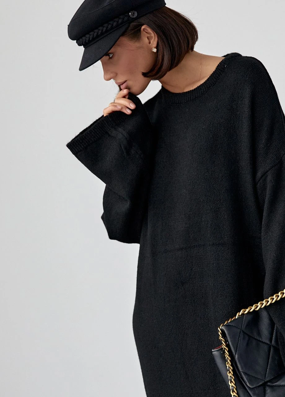 Чорна в'язана сукня oversize довжиною максі Lurex