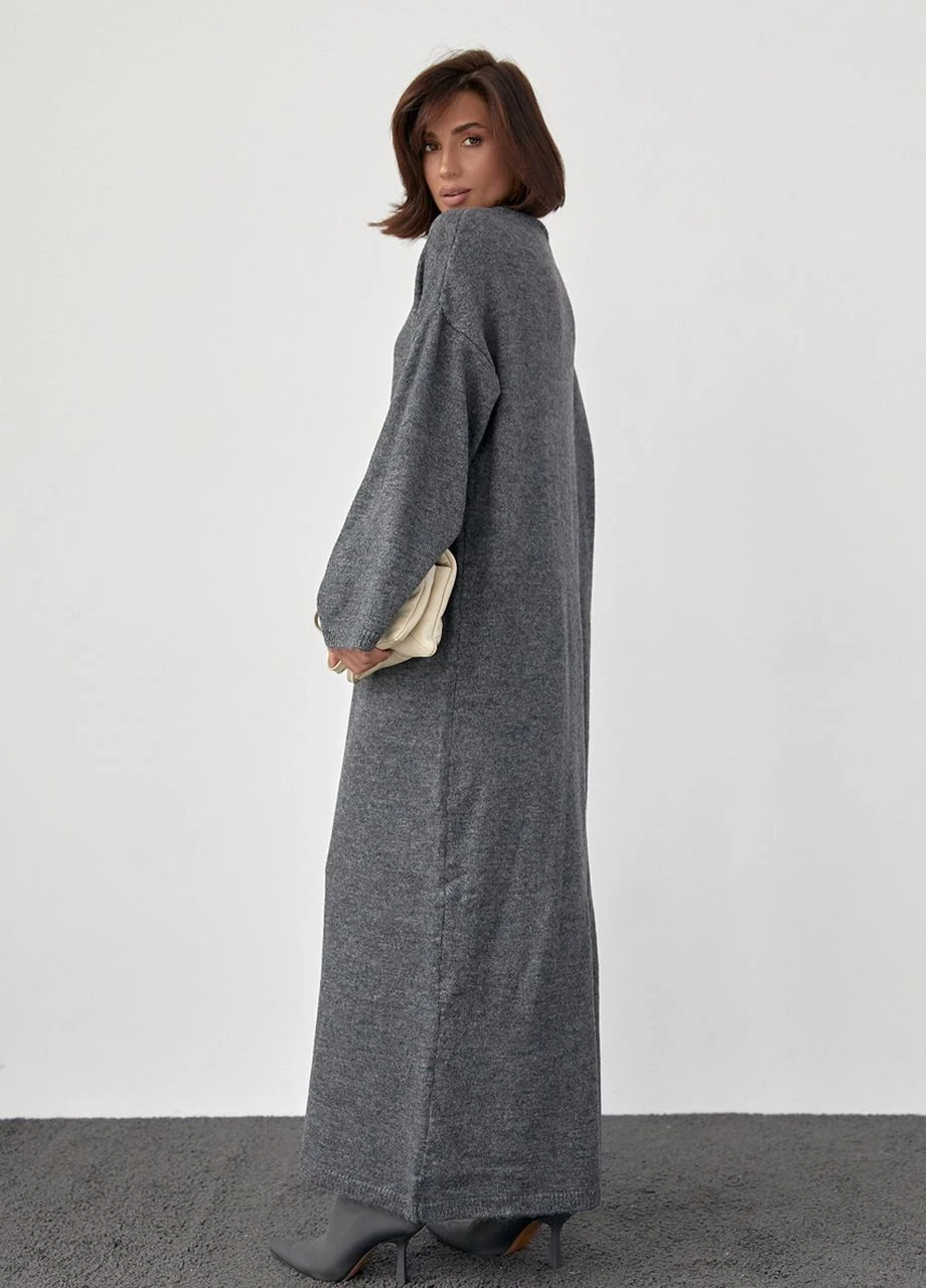 Темно-сіра в'язана сукня oversize довжиною максі Lurex