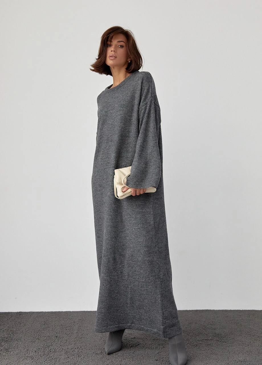Темно-сіра в'язана сукня oversize довжиною максі Lurex