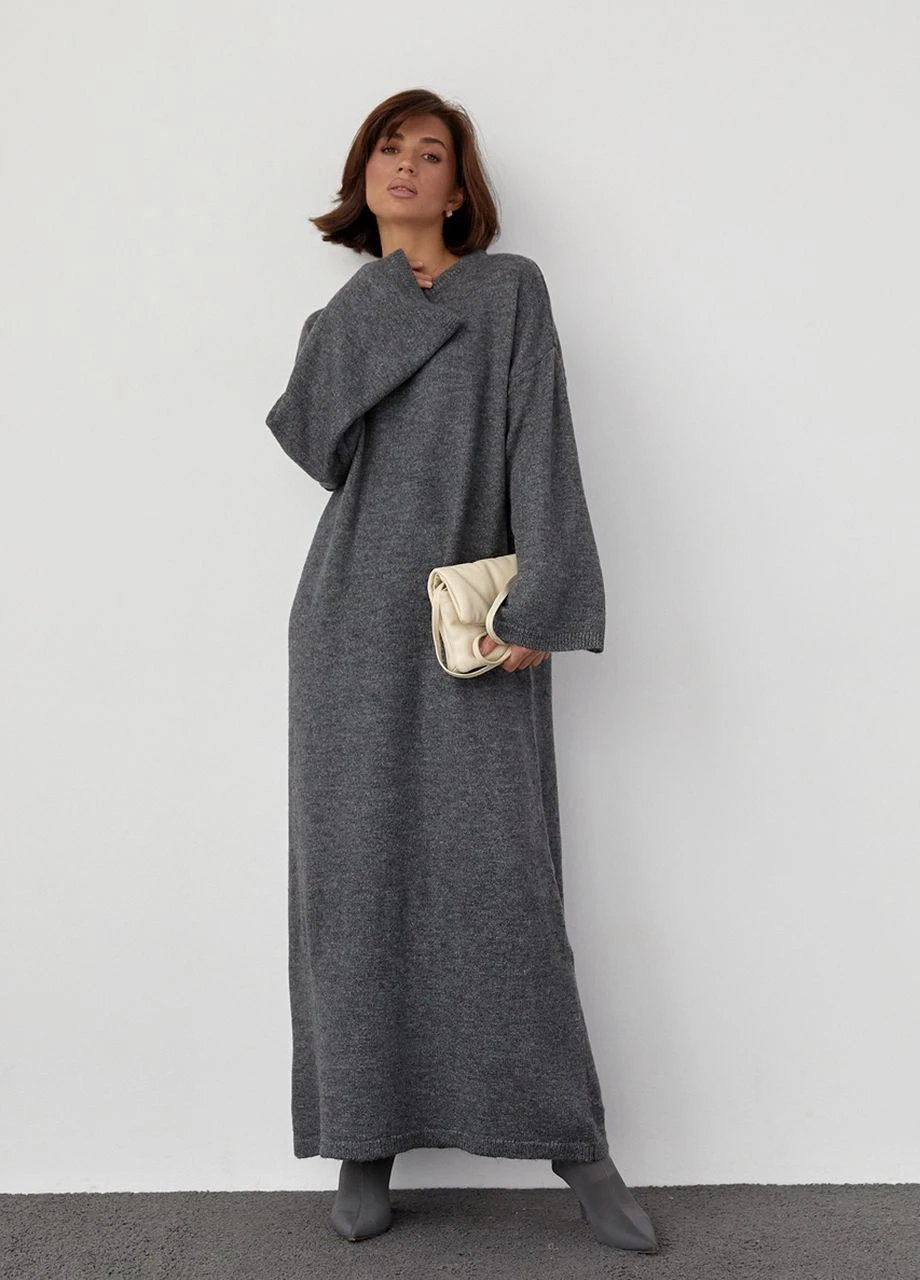 Темно-сіра в'язана сукня oversize довжиною максі Lurex