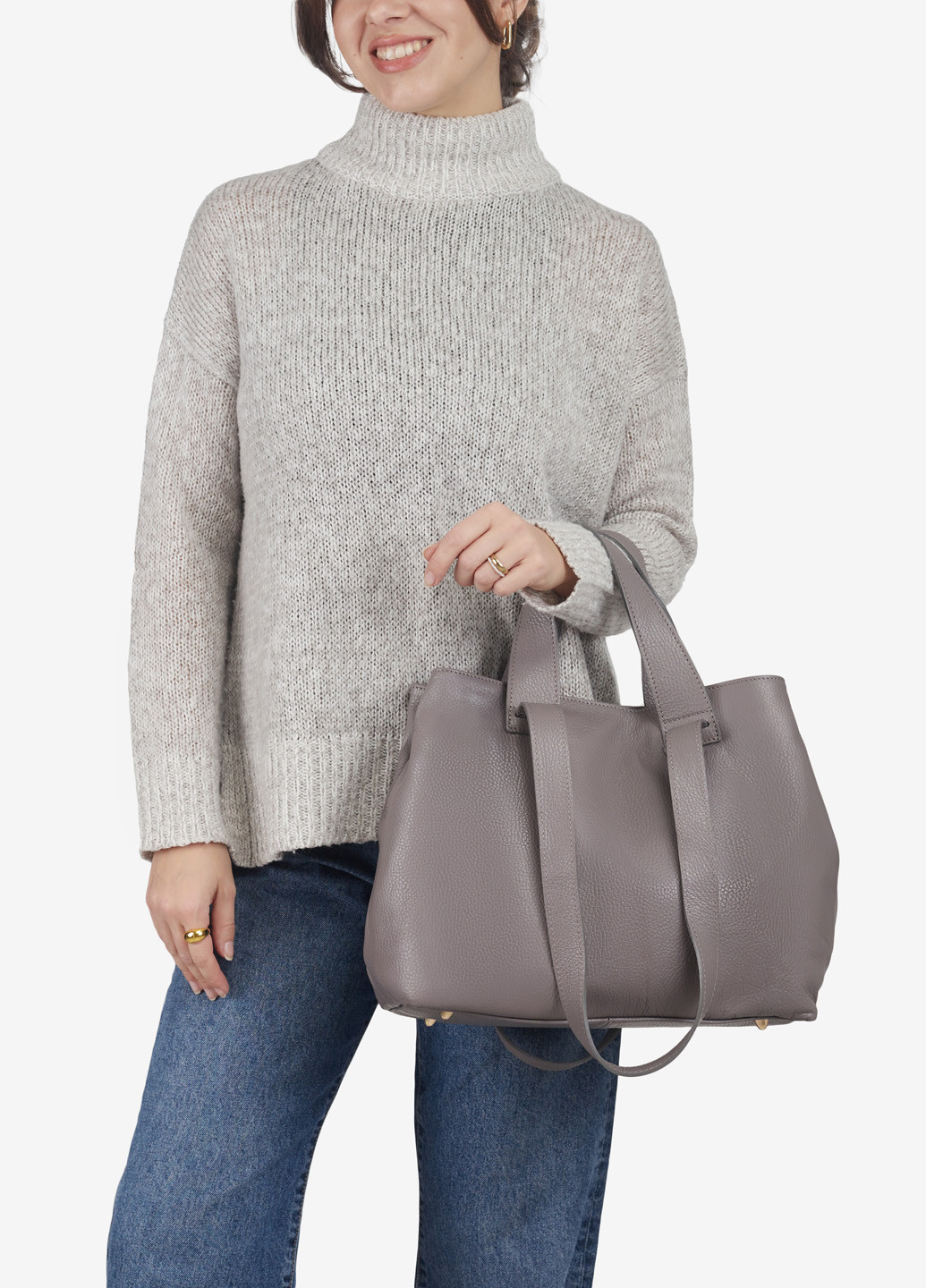 Сумка женская кожаная с двумя парами ручек шоппер большая Shopper Regina Notte (269000209)