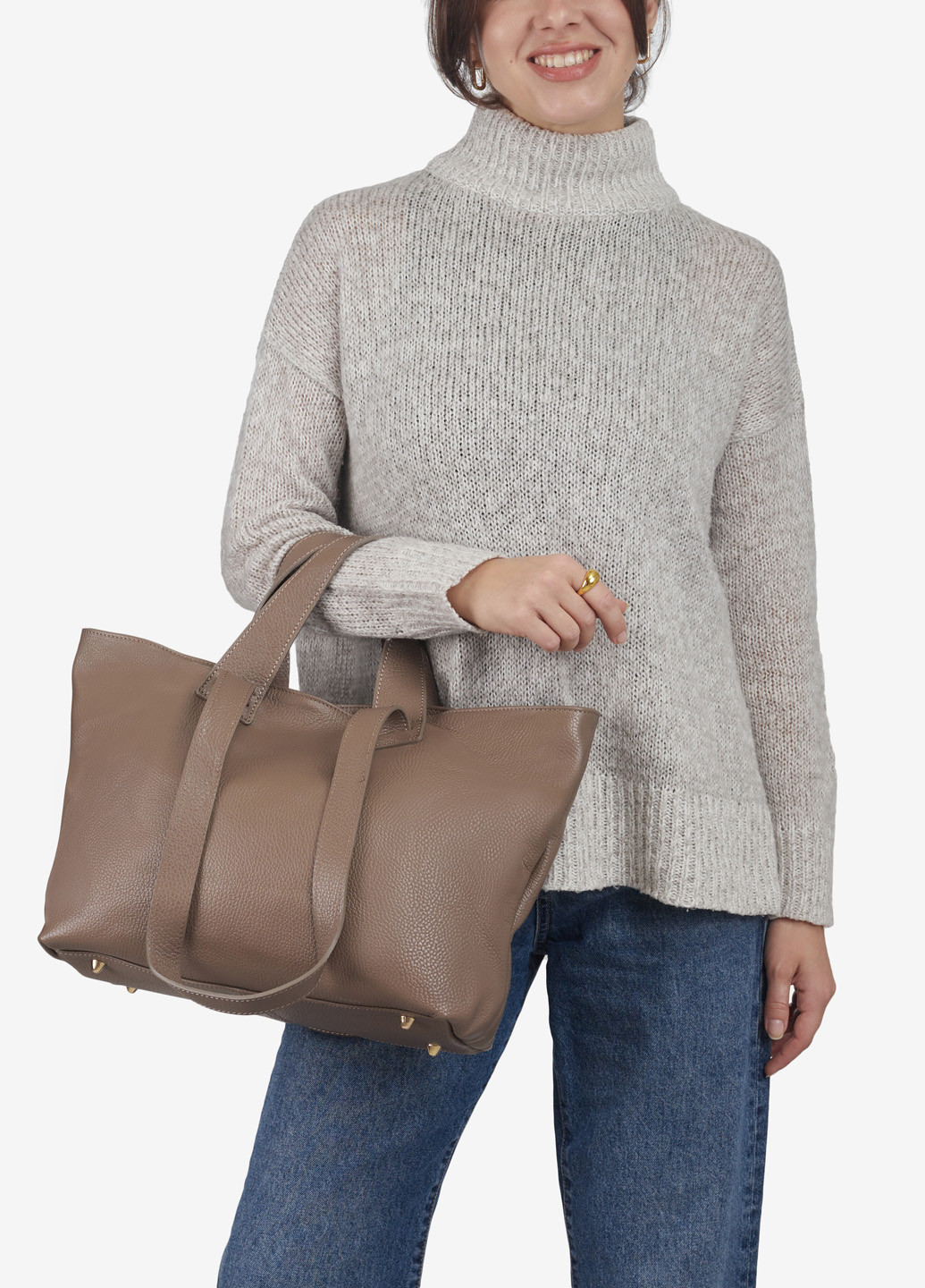 Сумка женская кожаная с двумя парами ручек шоппер большая Shopper Regina Notte (269000208)