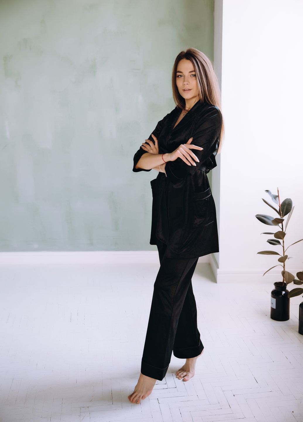 Черная пижама Modena MOD DK149