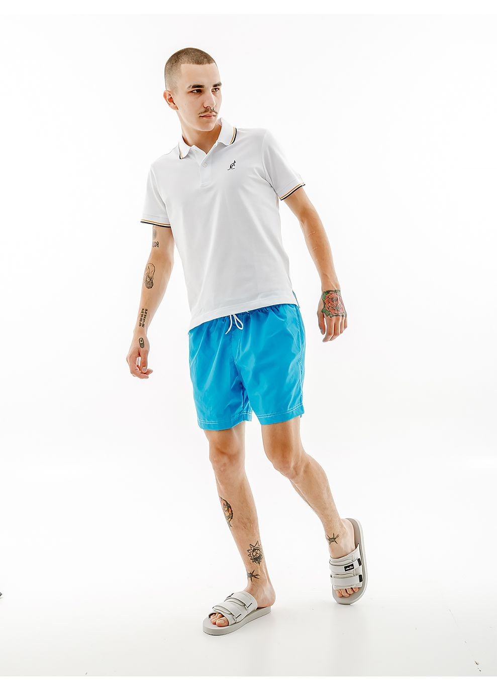 Біла чоловіча футболка 2-stripe pique' polo s-fit білий Australian